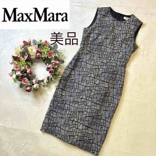 マックスマーラ(Max Mara)の【美品・最高級白タグ】マックスマーラ ノースリーブ ワンピース 現行タグ 38(ひざ丈ワンピース)