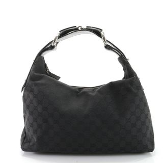 グッチ(Gucci)の極美品 グッチ GGキャンバス 115867 002058 レザー ショルダーバッグ 肩掛け トート ハンド 本革 ブラック レディース EEM W1-4(ショルダーバッグ)