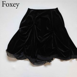 フォクシーニューヨーク(FOXEY NEW YORK)の美品　FOXEY NEWYORK フォクシー　ベロアスカート　フレアスカート(ひざ丈スカート)