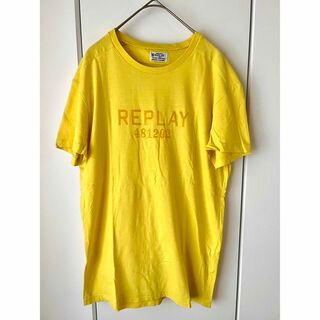 リプレイ(Replay)のリプレイ Tシャツ 半袖 メンズ Sサイズ 黄色 イエロー ロゴ(Tシャツ/カットソー(半袖/袖なし))