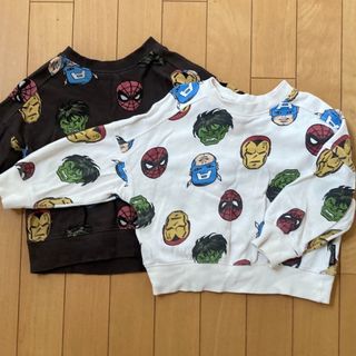 マーベル(MARVEL)のマーベル　トレーナー　90 2枚セット　パンツ　95 2枚セット　【中古】(Tシャツ/カットソー)