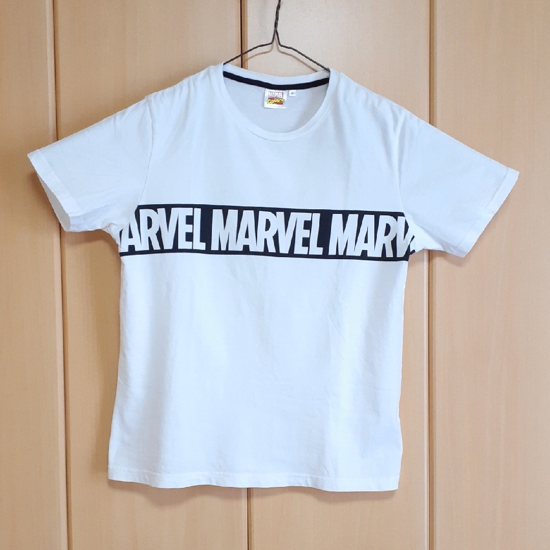 GU(ジーユー)のmarvel マーベルコミックス×GU　Tシャツ　ロゴプリント 半袖Ｔシャツ レディースのトップス(Tシャツ(半袖/袖なし))の商品写真
