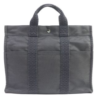 エルメス(Hermes)の極美品▼HERMES エルメス エールラインMM シルバー金具 セリエボタン キャンバス トートバッグ グレー フランス製 レディース(トートバッグ)