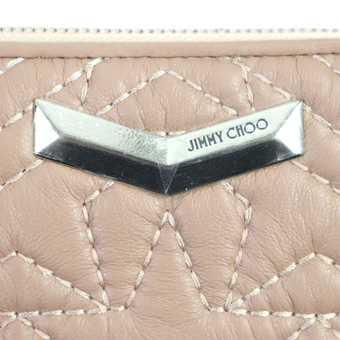 JIMMY CHOO(ジミーチュウ)の未使用品▼JIMMY CHOO ジミーチュウ LEA スター キルティング ラウンドファスナー レザーウォレット 財布 ピンク イタリア製 レディース レディースのファッション小物(財布)の商品写真