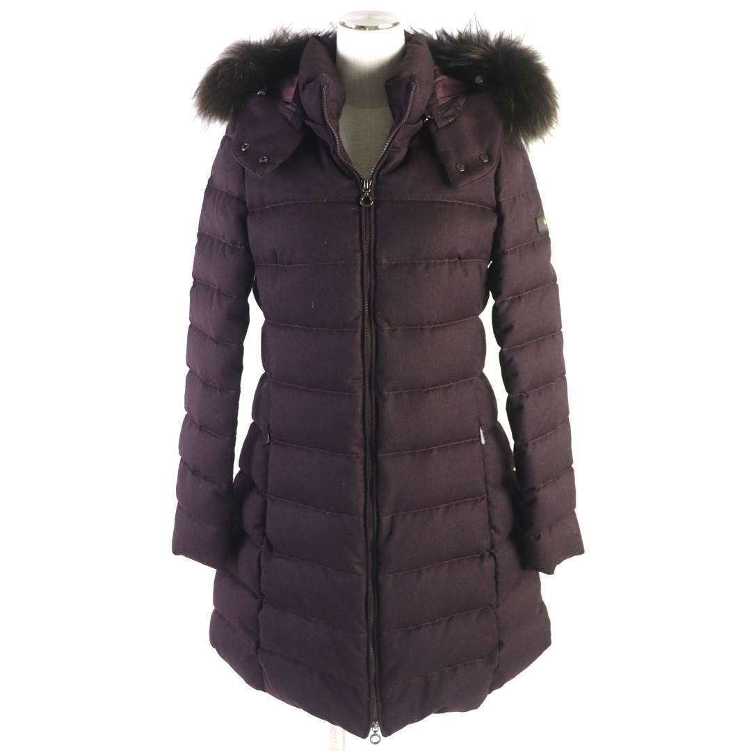 TATRAS - 極美品▼TATRAS タトラス 19AW LTA19A4571 LAVIANA ラビアナ ウール100% ラクーンファー・フード・ロゴワッペン付き ダウンコート パープル 3 正規品 レディース