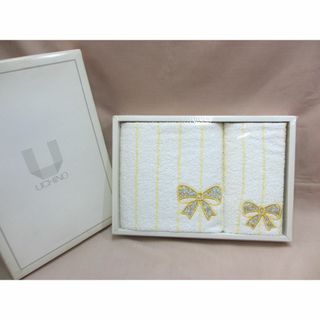 ウチノ(UCHINO)の花柄　リボン　ワンポイント　フェイスタオル　ウォッシュタオル(タオル/バス用品)