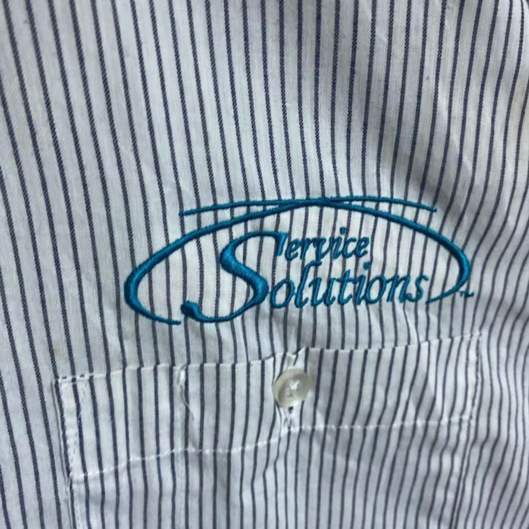 ストライプ ワークシャツ ボタンダウン メンズ USA古着 90s 半袖 XL メンズのトップス(シャツ)の商品写真