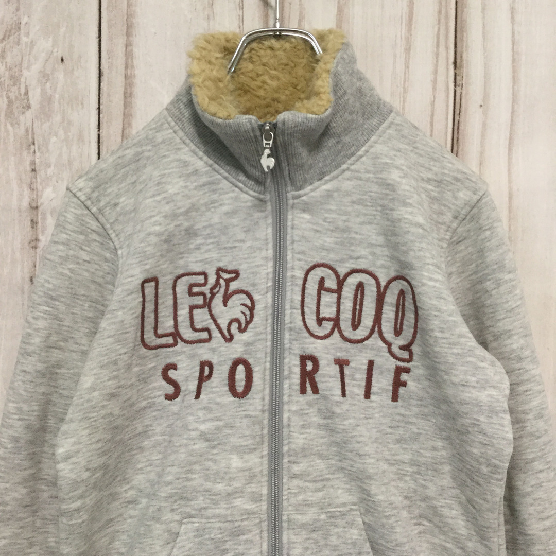 le coq sportif(ルコックスポルティフ)の【ルコックスポルティフ ロゴ刺繍フルジップスウェット】 XL グレー 古着 レディースのトップス(トレーナー/スウェット)の商品写真