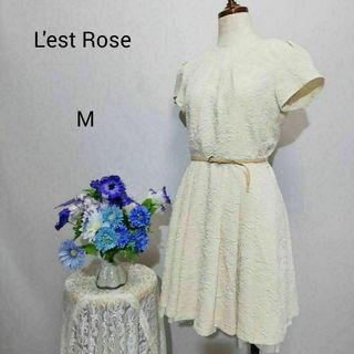 L'EST ROSE - レストローズ　極上美品　ドレス　パーティー　ワンピース　生成り色系　Мサイズ