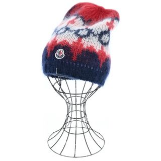 モンクレール(MONCLER)のMONCLER モンクレール ニットキャップ・ビーニー - 赤x白x紺(総柄) 【古着】【中古】(ニット帽/ビーニー)