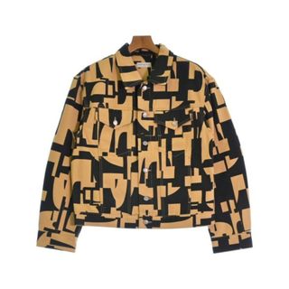 DRIES VAN NOTEN デニムジャケット L オレンジx黒(総柄) 【古着】【中古】