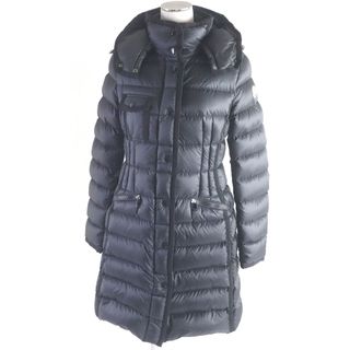 モンクレール(MONCLER)の美品□MONCLER モンクレール HERMINE ナイロン ダウン WZIP ロゴワッペン付き フーデッド ダウンジャケット ダウンコート ブラック 0 レディースオススメ(ダウンジャケット)