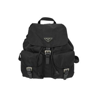 PRADA - PRADA プラダ リュック デイパック バックパック Wポケット トライアングルロゴ ナイロン ブラック B6677F 美品 中古 62200