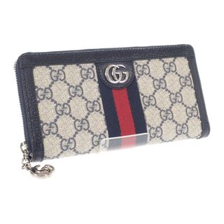 【中古】【Aランク】GUCCI グッチ オフィディア GGジップアラウンドウォレット 長財布 &#8206;523154 96IWN 4076 ベージュ シルバー金具 メンズ【ISEYA】(折り財布)