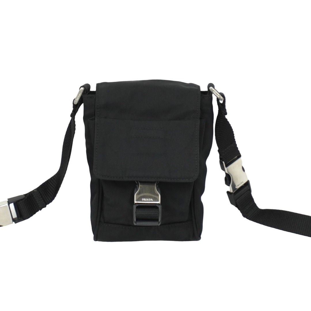 PRADA(プラダ)のPRADA プラダ ミニショルダーバッグ ナイロン トライアングルロゴ ブラック シルバー金具 美品 中古 62202 レディースのバッグ(ハンドバッグ)の商品写真