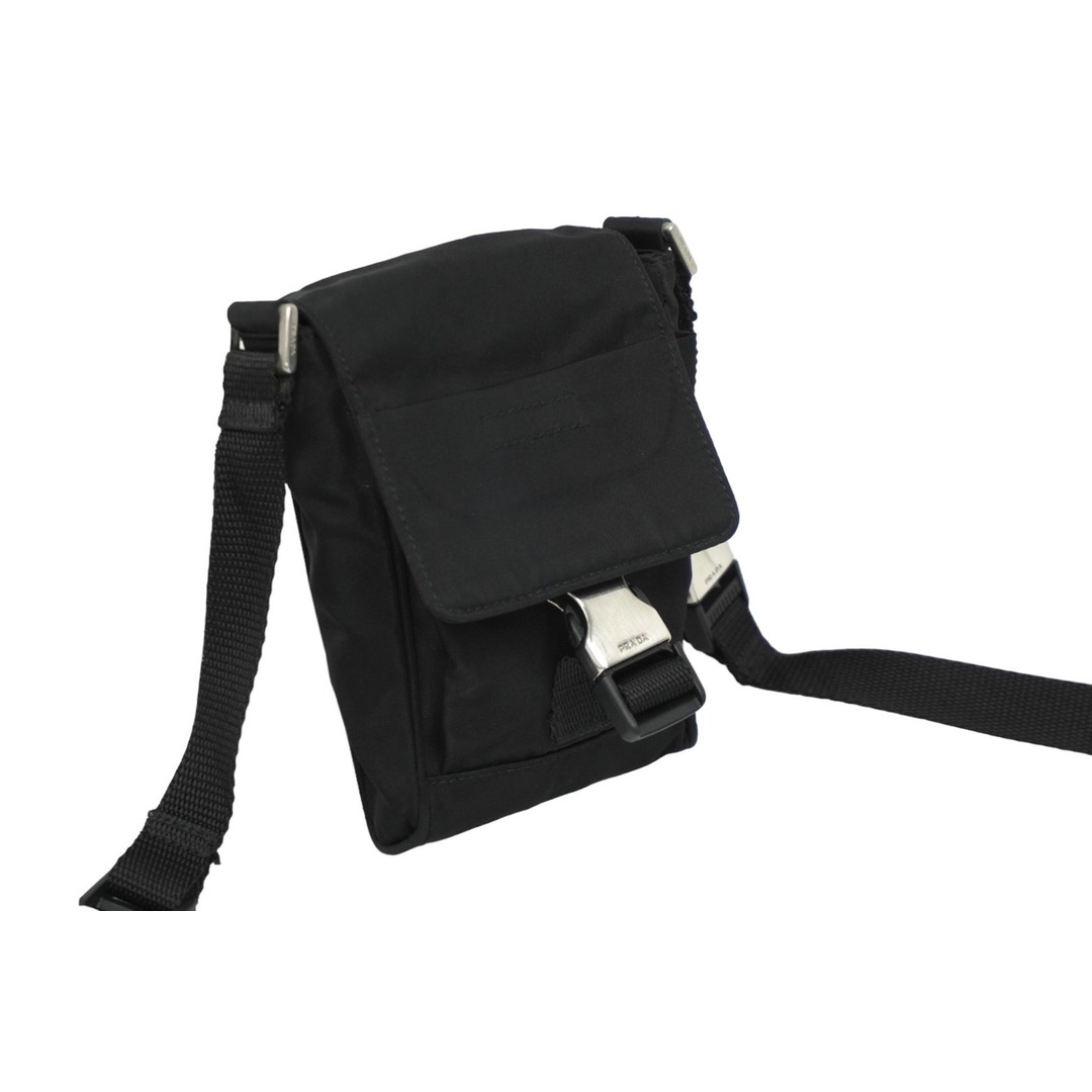PRADA(プラダ)のPRADA プラダ ミニショルダーバッグ ナイロン トライアングルロゴ ブラック シルバー金具 美品 中古 62202 レディースのバッグ(ハンドバッグ)の商品写真