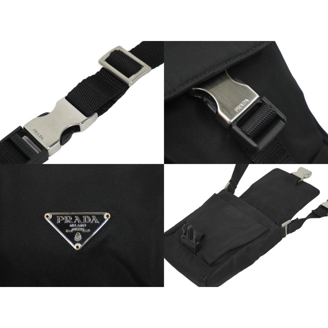 PRADA(プラダ)のPRADA プラダ ミニショルダーバッグ ナイロン トライアングルロゴ ブラック シルバー金具 美品 中古 62202 レディースのバッグ(ハンドバッグ)の商品写真