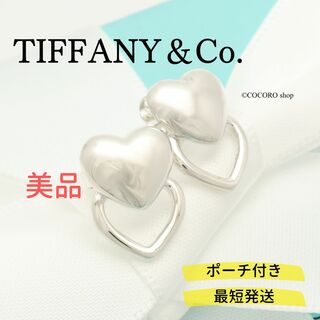 ティファニー(Tiffany & Co.)の【美品】TIFFANY&Co. ダブル ハート スタッド ピアス(ピアス)