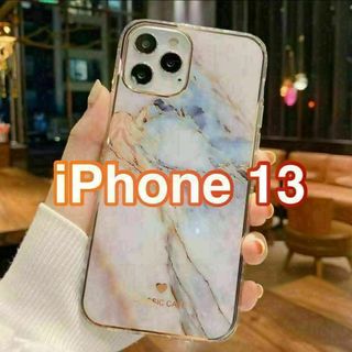 【iPhone13】大理石柄　iPhoneケース　ワンポイント　ハート(iPhoneケース)