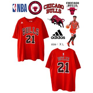 アディダス(adidas)のNBA　シカゴ・ブルズ　Butler　21　Tシャツ　XL　赤　USA古着(Tシャツ/カットソー(半袖/袖なし))