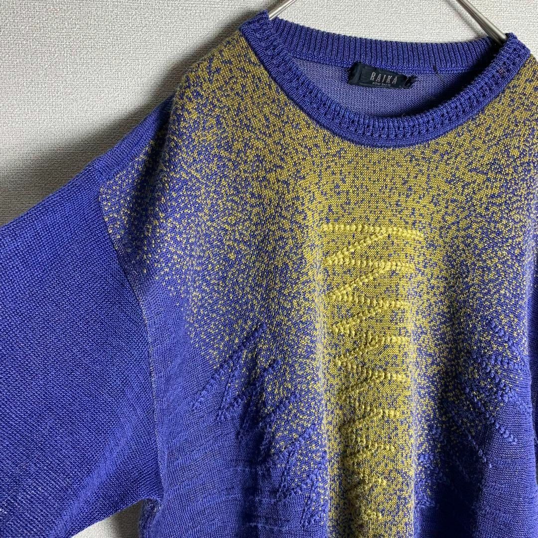 サマーニット 刺繍 グラデーション 青 黄 古着】の通販 by 古着 サマーニット 刺繍 グラデーション 青 黄 古着】の通販 by 古着
