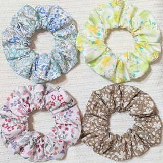 N4個セットシュシュハンドメイド(ヘアアクセサリー)