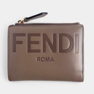 FENDI - フェンディ 二つ折り 財布 ベージュ トリュフ グレー レザー ローマ Roma