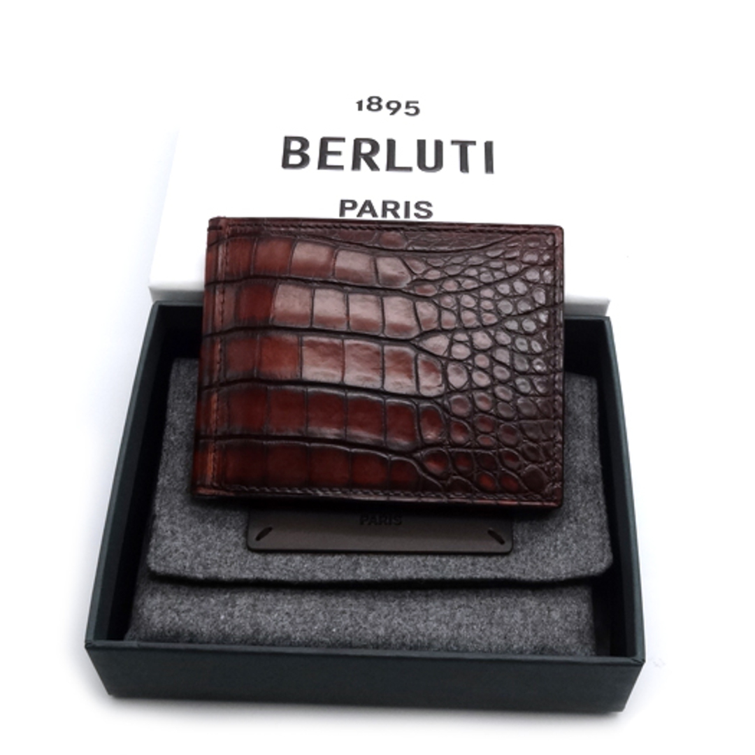 Berluti(ベルルッティ)のベルルッティ アリゲーター レザー マネークリップ クロコ カーフレザー ブラウン ブラック 二つ折り財布 Berluti 横浜BLANC メンズのファッション小物(マネークリップ)の商品写真