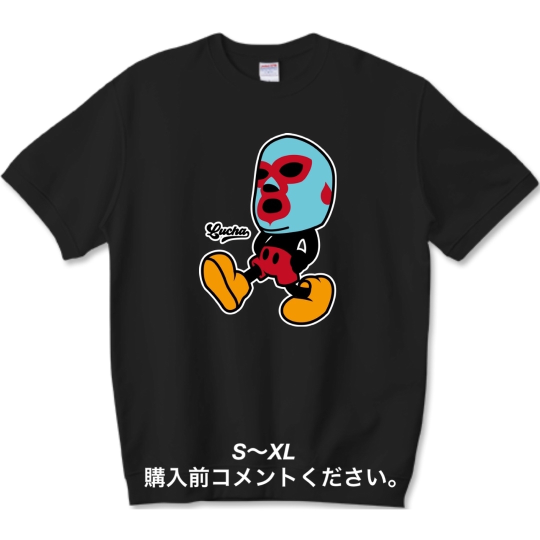 UnitedAthle(ユナイテッドアスレ)のプロレス スウェット Tシャツ 半袖トレーナー ミッキーマウス ルチャリブレ 黒 メンズのトップス(スウェット)の商品写真