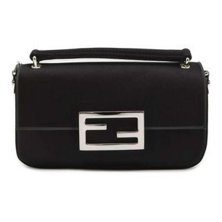 フェンディ(FENDI)のフェンディ ポシェット バケット フォンポーチ シルク サテン レザー 7AS142 FENDI ショルダバッグ 黒(ショルダーバッグ)