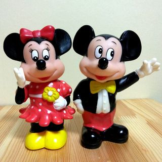 ディズニー(Disney)のDisney ディズニー ミッキー ミニー 貯金箱 人形 レトロ(キャラクターグッズ)