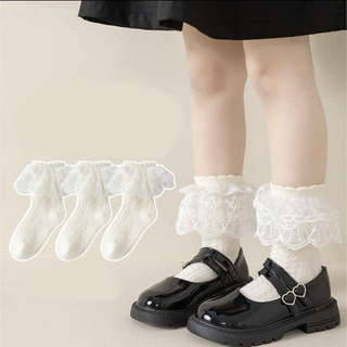 ENDO SOCKS新商品　レース付きのシンプルに可愛い子供靴下　イベント用靴下(靴下/タイツ)