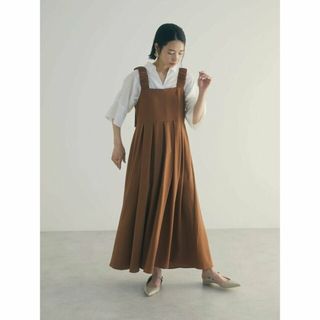 グリーンパークス(green parks)の【ブラウン】armonia.ギャザーストラップワンピース 24SS/ロング丈/フレア/レディース/春夏(ロングワンピース/マキシワンピース)