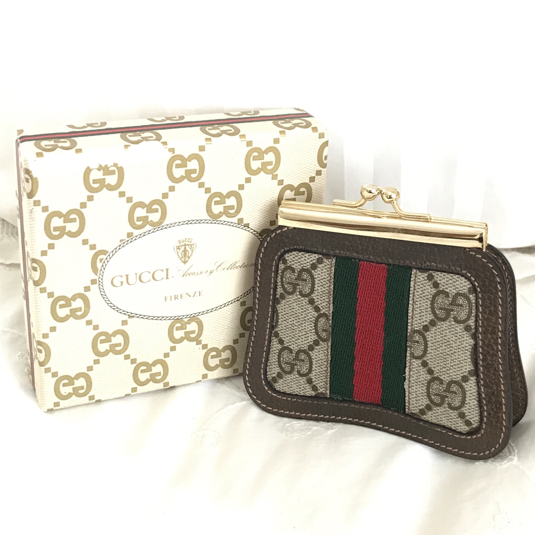 Gucci(グッチ)のグッチ オールド ヴィンテージ シェリーライン がま口 財布 小銭入れ 箱付  レディースのファッション小物(コインケース)の商品写真