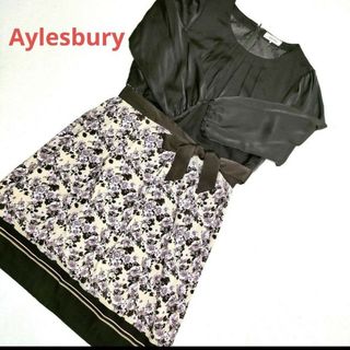 アリスバーリー(Aylesbury)の【お値下げ歓迎】アリスバーリー　ドッキングワンピース　フラワー　ブラウン(ロングワンピース/マキシワンピース)