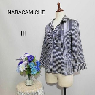 NARACAMICIE - ナラカミーチェ　極上美品　長袖ブラウス　LLサイズ　ストライプ柄