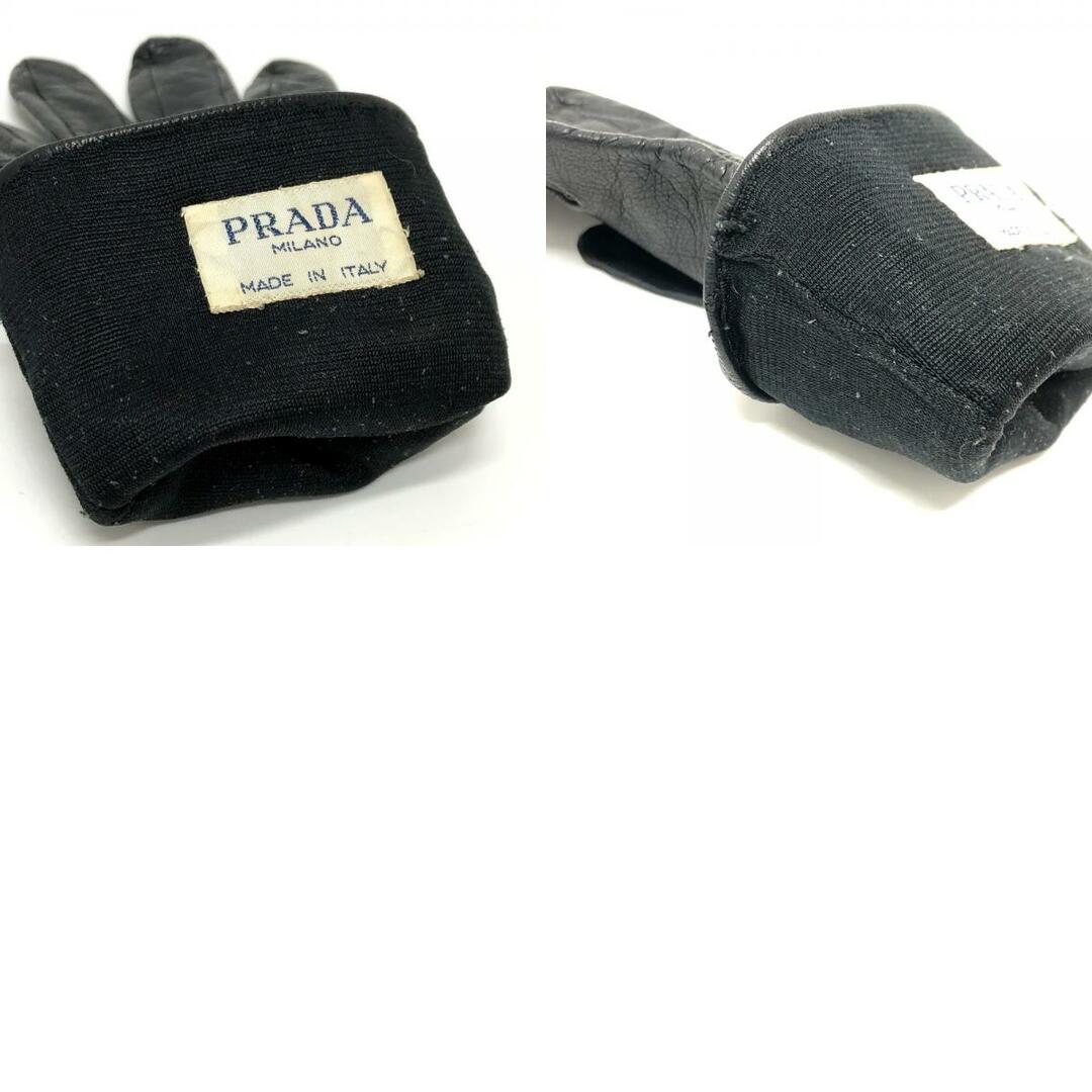 PRADA(プラダ)のプラダ PRADA ロゴ スタッズ 手袋 レザー ブラック レディースのファッション小物(手袋)の商品写真