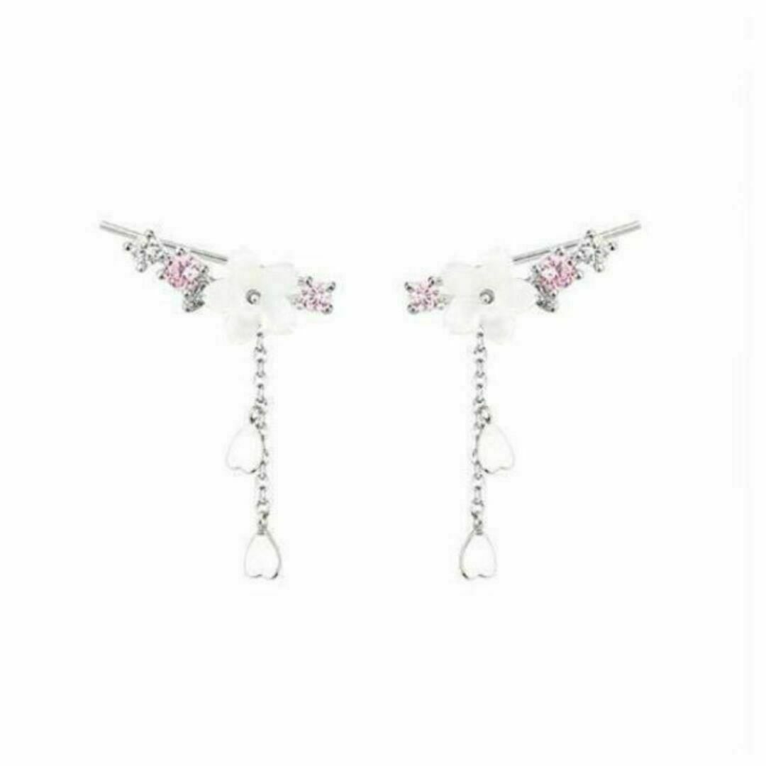 ピアス　シルバー　桜　春　ハート　ピンク　SAKURA 花 ＊ギフトBOX付♡1 レディースのアクセサリー(ピアス)の商品写真