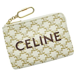 セリーヌ(celine)の☆☆CELINE セリーヌ トリオンフ U-1E-5211 ホワイト コインケース キーリング付き小銭入れ PVC ゴールド金具(コインケース)