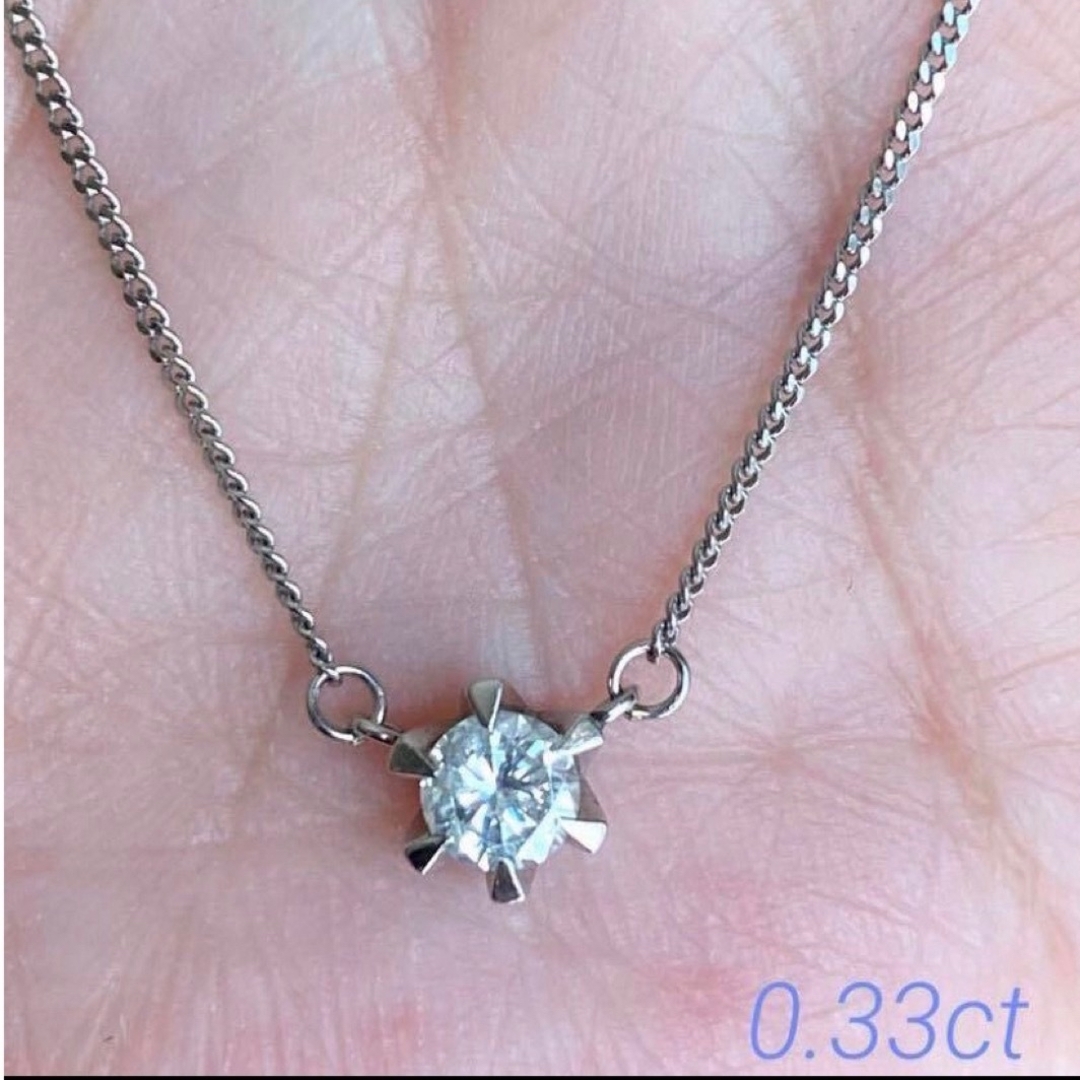 Pt850     1粒ダイヤモンド    ネックレス　0.33ct レディースのアクセサリー(ネックレス)の商品写真