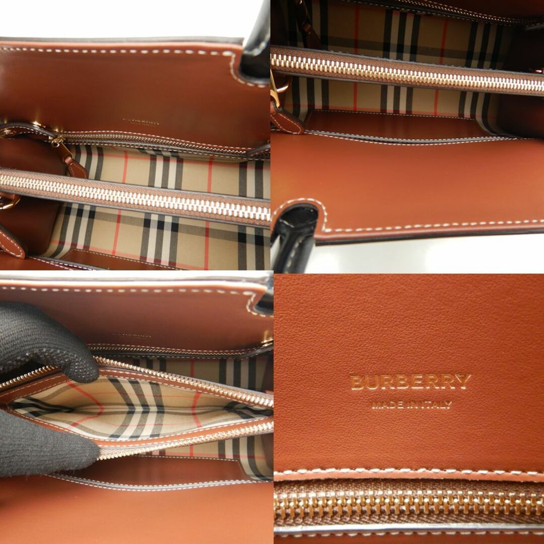 BURBERRY(バーバリー)のBURBERRY バーバリー 8025266 ベビータイトル 2WAY トートバッグ チェック レザーxキャンバス ブラック ベージュ/251643【中古】 レディースのバッグ(トートバッグ)の商品写真