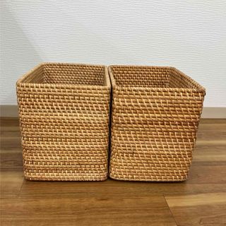 ムジルシリョウヒン(MUJI (無印良品))の無印良品 重なる　ラタン　バスケット・特大 (バスケット/かご)