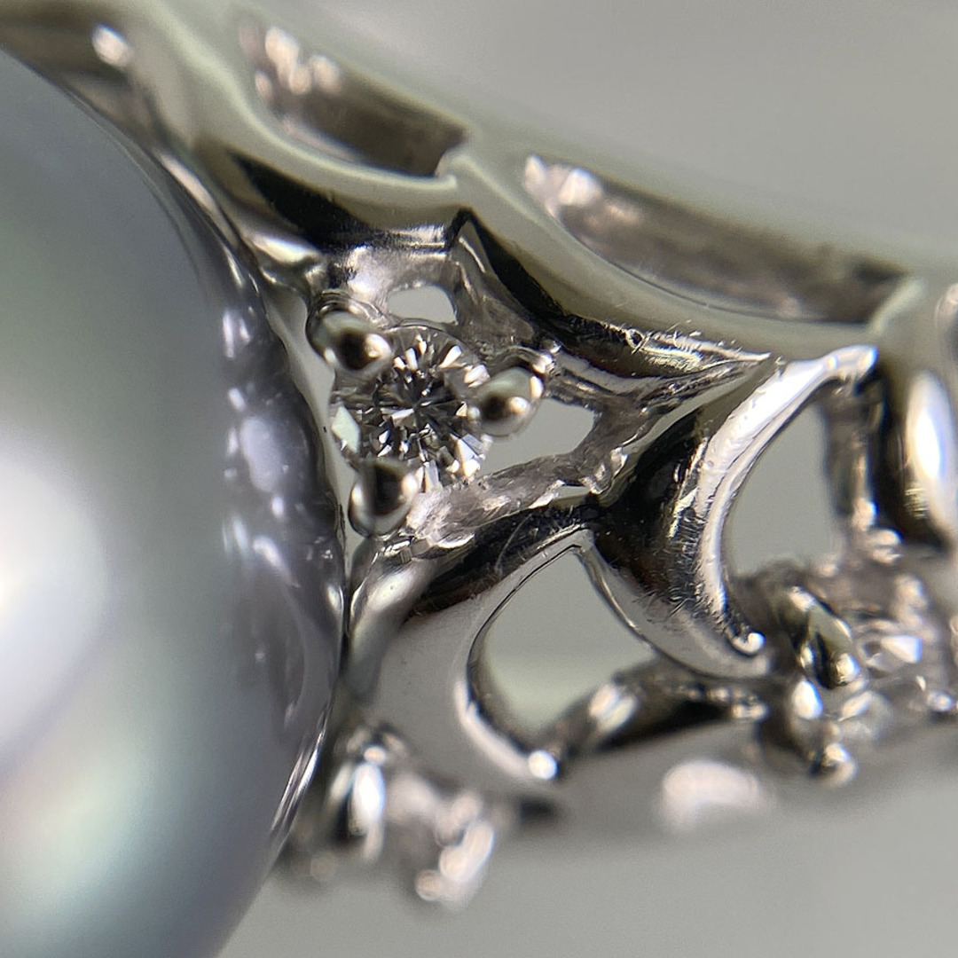 リング Pt900 黒蝶真珠 ダイヤモンド 12号(52) レディースのアクセサリー(リング(指輪))の商品写真