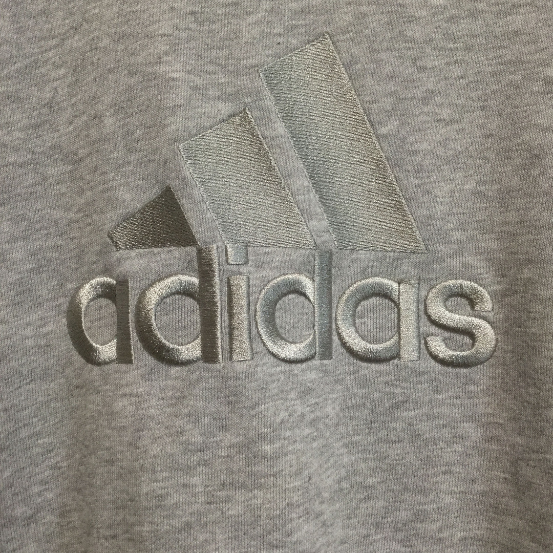 adidas(アディダス)の【アディダス ビッグロゴ刺繍 長袖スウェット】ラグラン袖 XL グレー 古着 メンズのトップス(スウェット)の商品写真