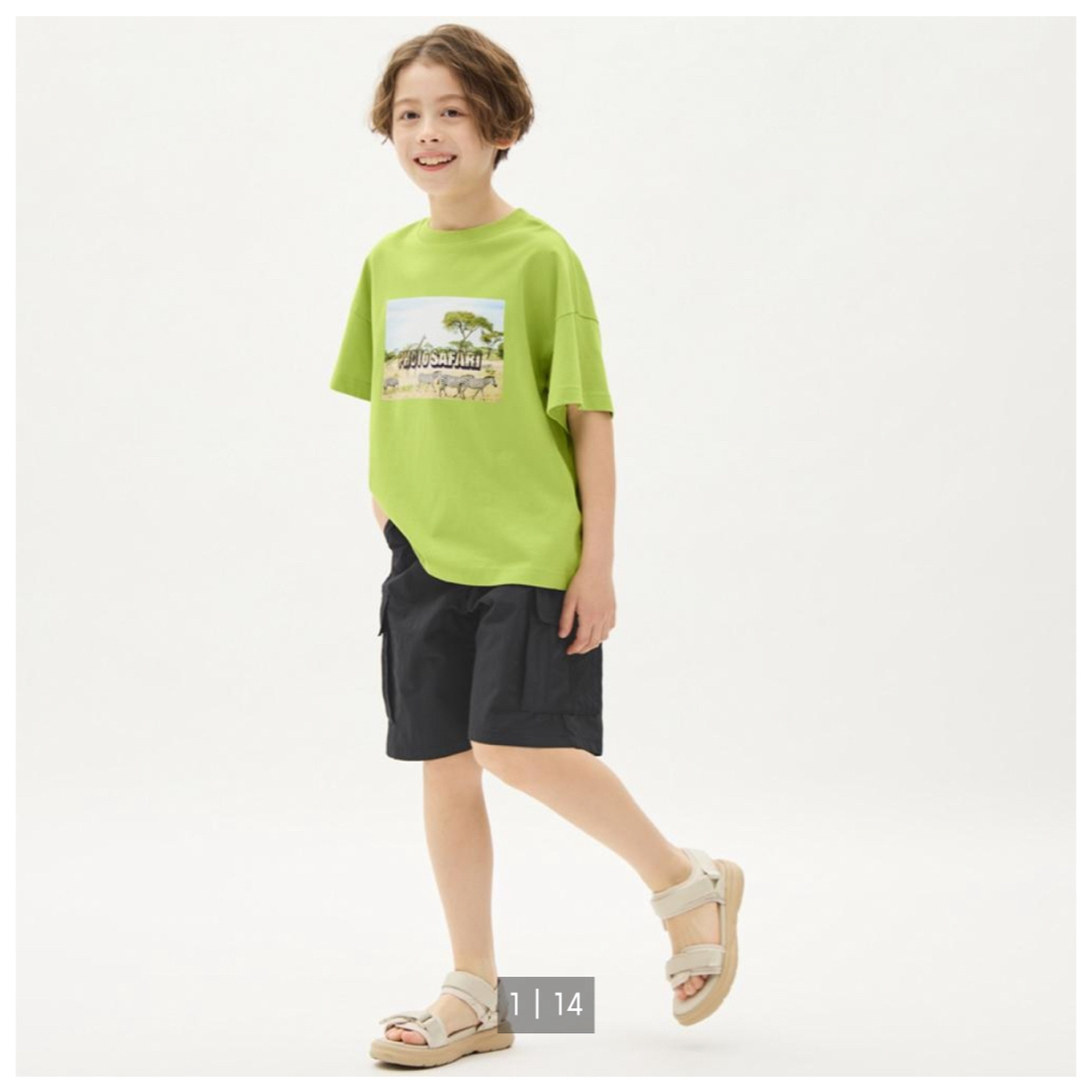 GU(ジーユー)のGU KIDSドライワイドカーゴハーフパンツ キッズ/ベビー/マタニティのキッズ服男の子用(90cm~)(パンツ/スパッツ)の商品写真