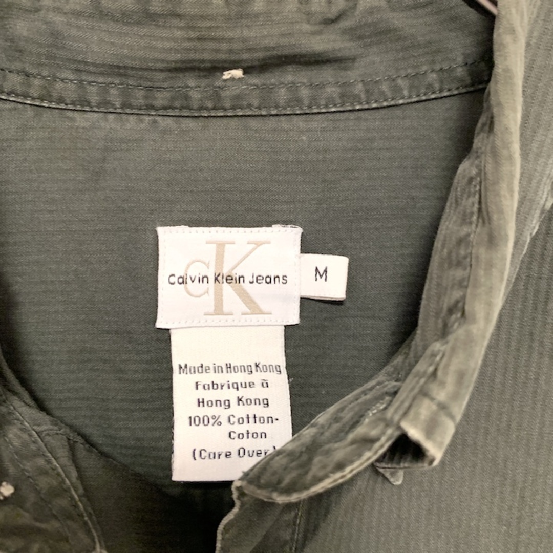 Calvin Klein(カルバンクライン)の90s 古着 カルバンクライン 長袖シャツ コットン カーキ M  メンズのトップス(シャツ)の商品写真