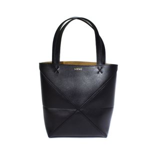 ロエベ(LOEWE)のLOEWE PUZZLE FOLD TOTE MINI シャイニーカーフ 黒(トートバッグ)