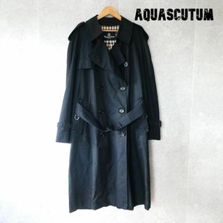 良品 綺麗 Aquascutum ベルト ラグラン ロング丈 トレンチコート