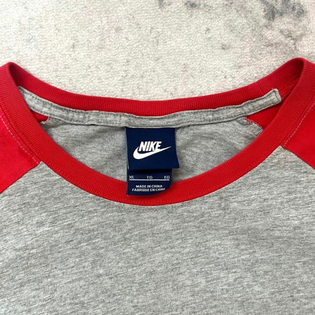 NIKE(ナイキ)の【ナイキ】XL ラグランスリーブ ベースボール Tシャツ グレー赤 nike メンズのトップス(Tシャツ/カットソー(半袖/袖なし))の商品写真