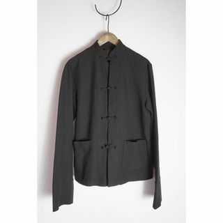 BLACK COMME des GARCONS - 美品 ブラック コムデギャルソン ポリ縮絨 チャイナ シャツ 黒希少320O▲